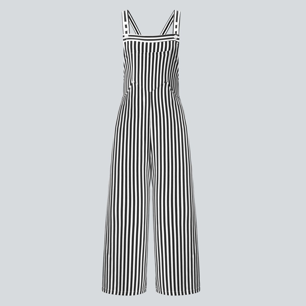 Halara Striped Waffle Overalls - Size XS Petite - NWT